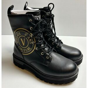Versace Jeans Couture Black Syrius Boots Women Size IT 39/US 9 73YA3S39 Logo
